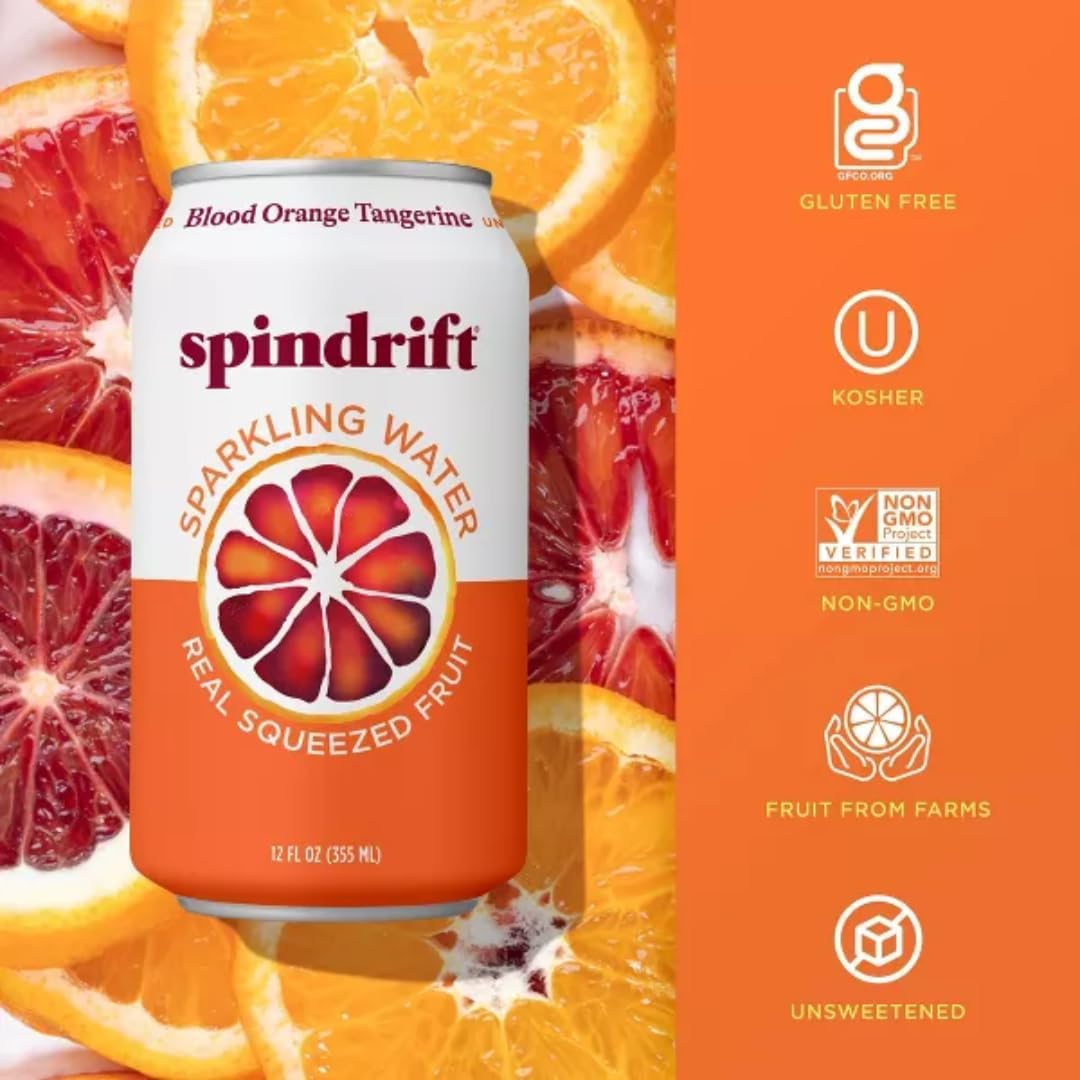 Spindrift glass with cans on table ready to serve.