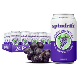 Spindrift Grapeade 12 oz can display real fruit juice for a refreshing sip