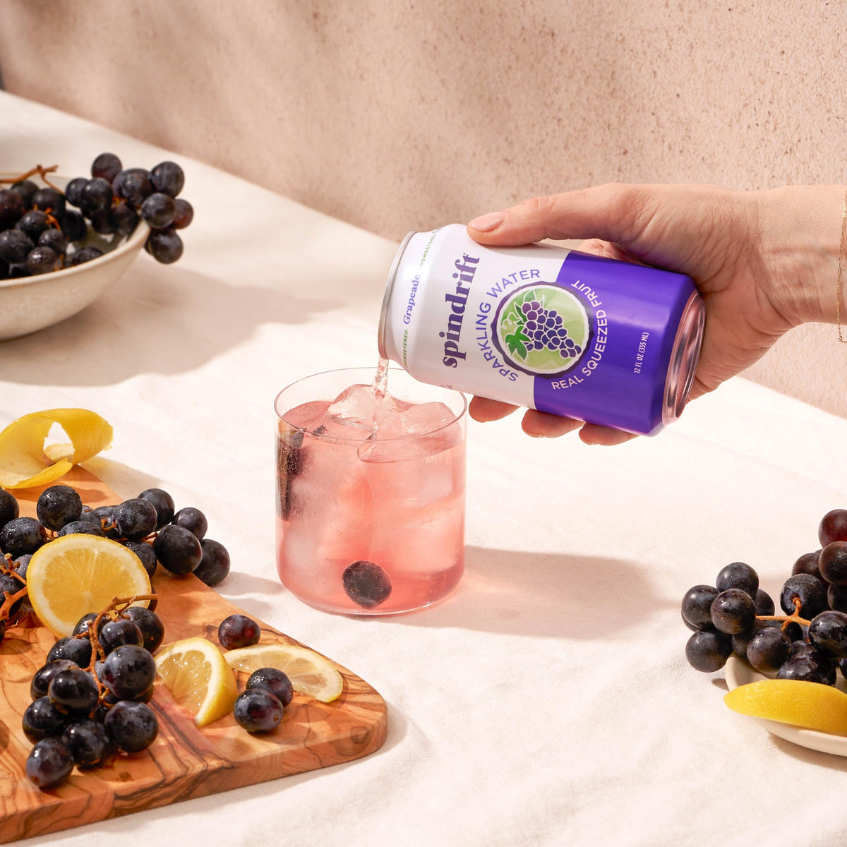 Certification badges on Spindrift Grapeade can: gluten-free, non-GMO, kosher