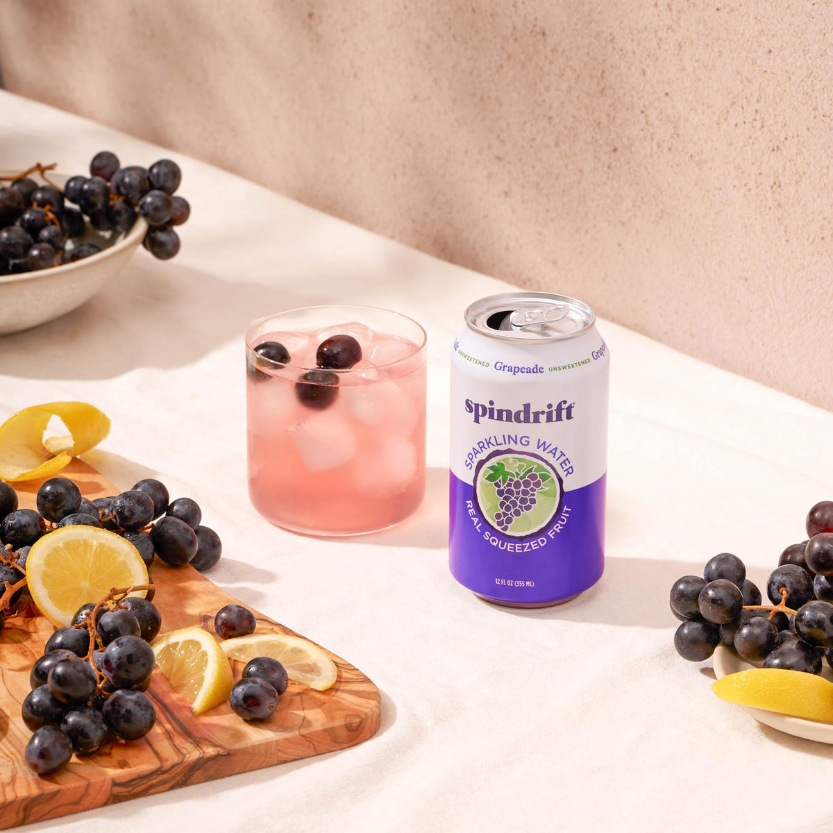 Spindrift Grapeade 24-pack display for convenient home and store use