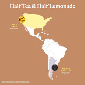 Spindrift Half Tea & Half Lemon bottle closeup highlights real lemon juice.