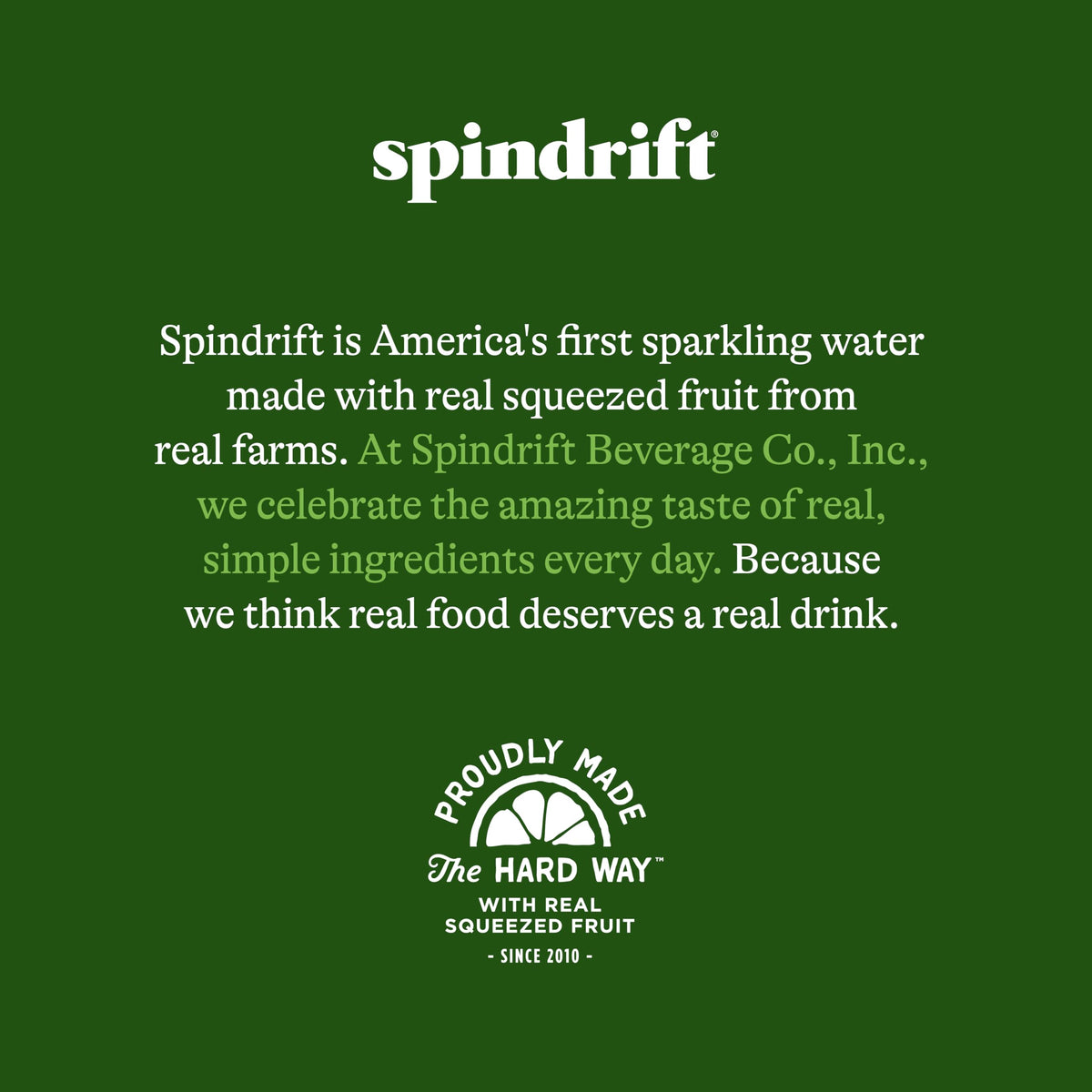 Spindrift Half Tea & Half Lemon ingredients panel emphasizes real fruit and tea.