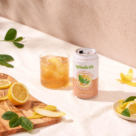 Spindrift Half Tea & Half Lemon kitchen display suggests on-the-go hydration.