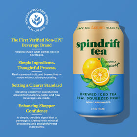 Spindrift Lemon Black Tea pour glass captures the pour-ready, refreshing moment.