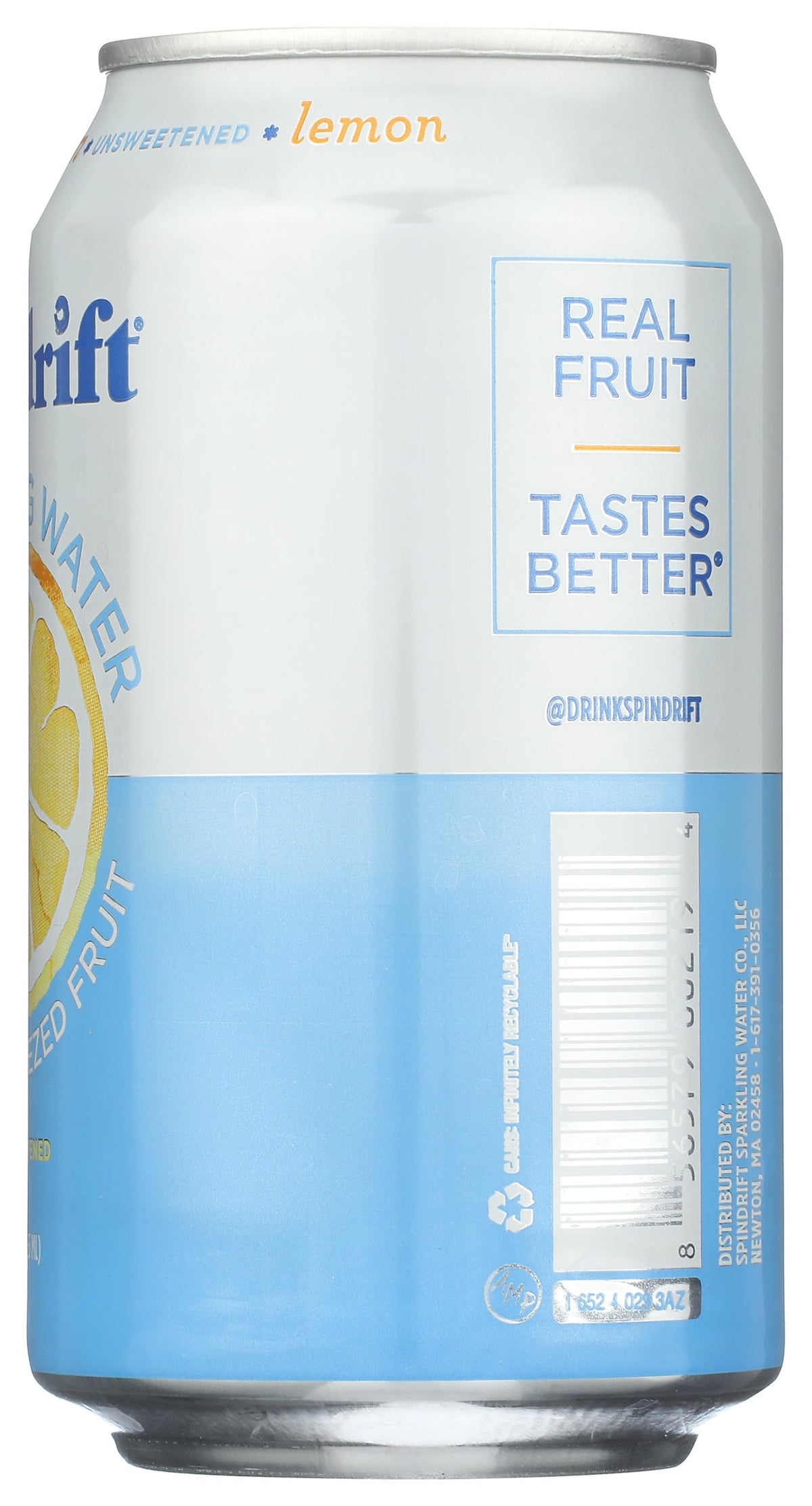 Spindrift Lemon can in refrigerator scene implying quick chilling.