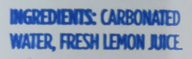 Spindrift Lemon label closeup showing gluten-free and natural ingredients.