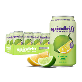 Spindrift Lemon Lime can with visible real fruit and vibrant aroma for a refreshing sip.
