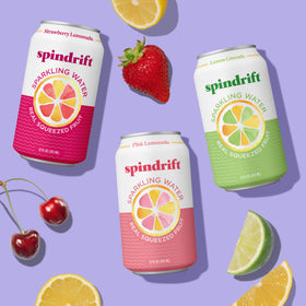 Spindrift Lemonade 3-Flavor Variety 20-Pack flavor cans showcasing real fruit flavors for crisp hydration