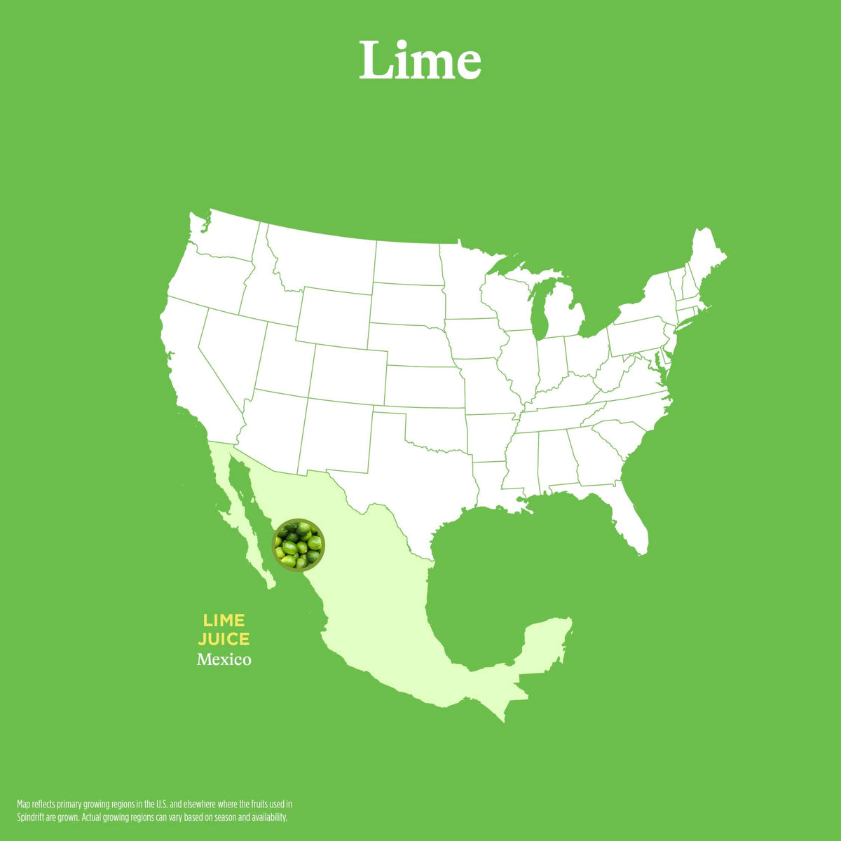Spindrift Lime ingredients closeup highlighting real lime juice