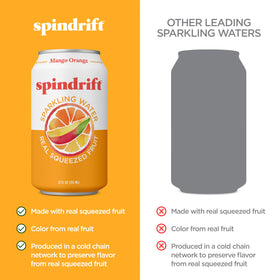 Spindrift Mango Orange bottle pouring for a bright, thirst-quenching moment