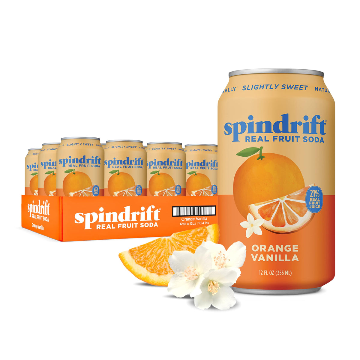 Spindrift Orange Cream Float can with real fruit flavor and refreshing fizz