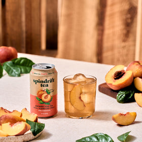 Spindrift Peach Green Tea party setup demonstrating easy entertaining with cans