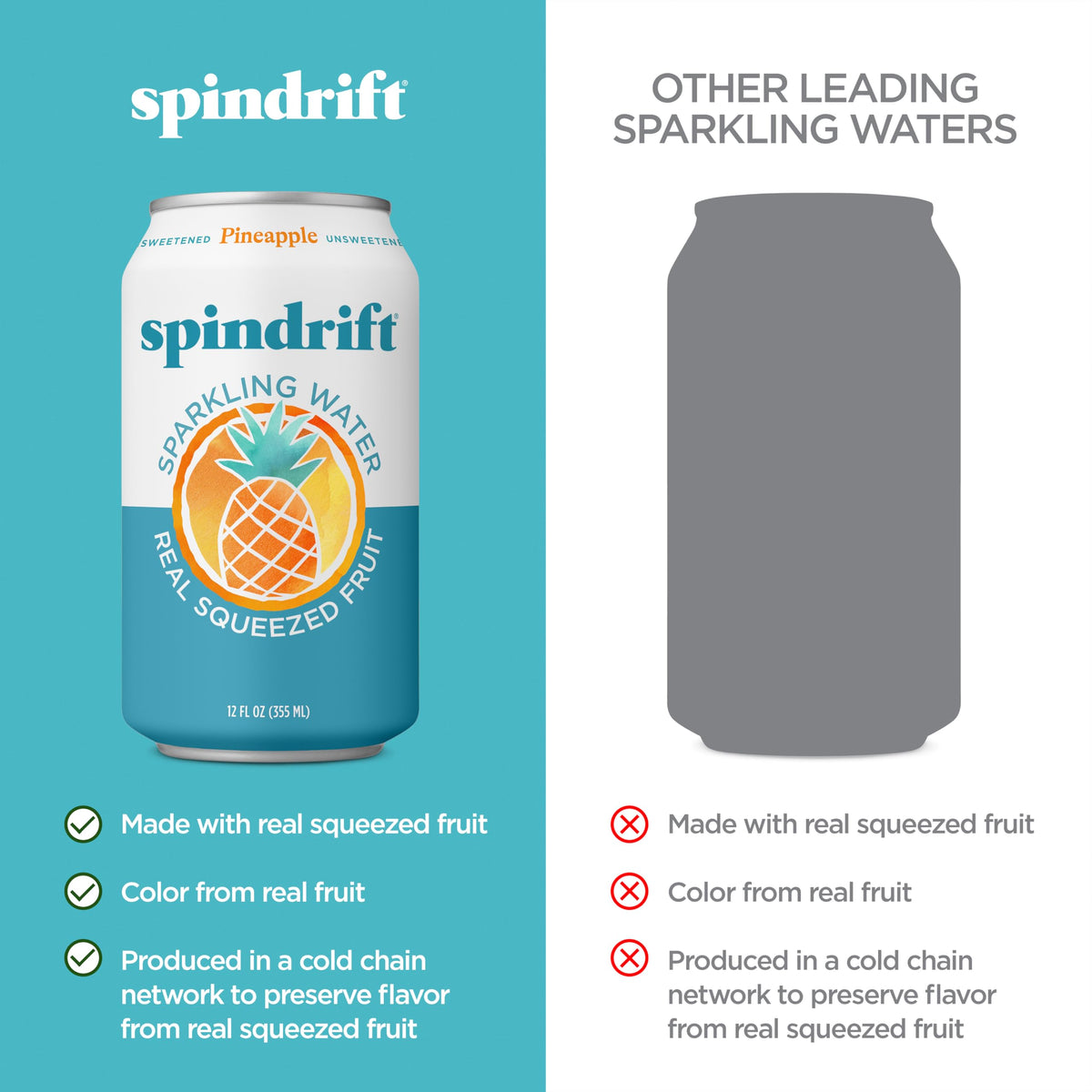 Spindrift Pineapple 24-pack front view for easy stocking
