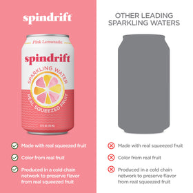 Spindrift Pink Lemonade glass pour demonstrates sparkling texture and fresh juice.