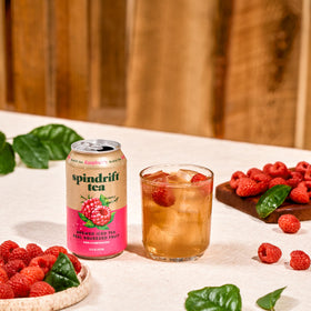 On-the-go lifestyle with chilled Spindrift Raspberry Black Tea