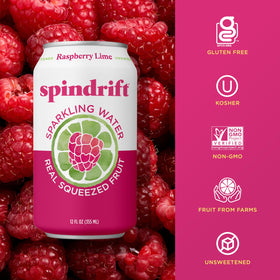 Spindrift Raspberry Lime can being poured into a glass