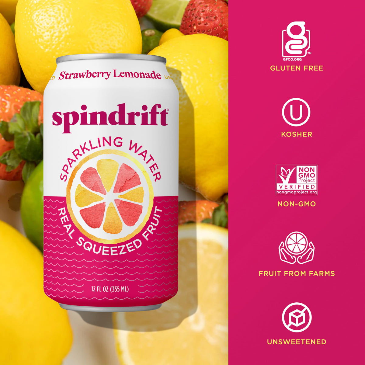 Spindrift Strawberry Lemonade 24-pack display for easy stocking