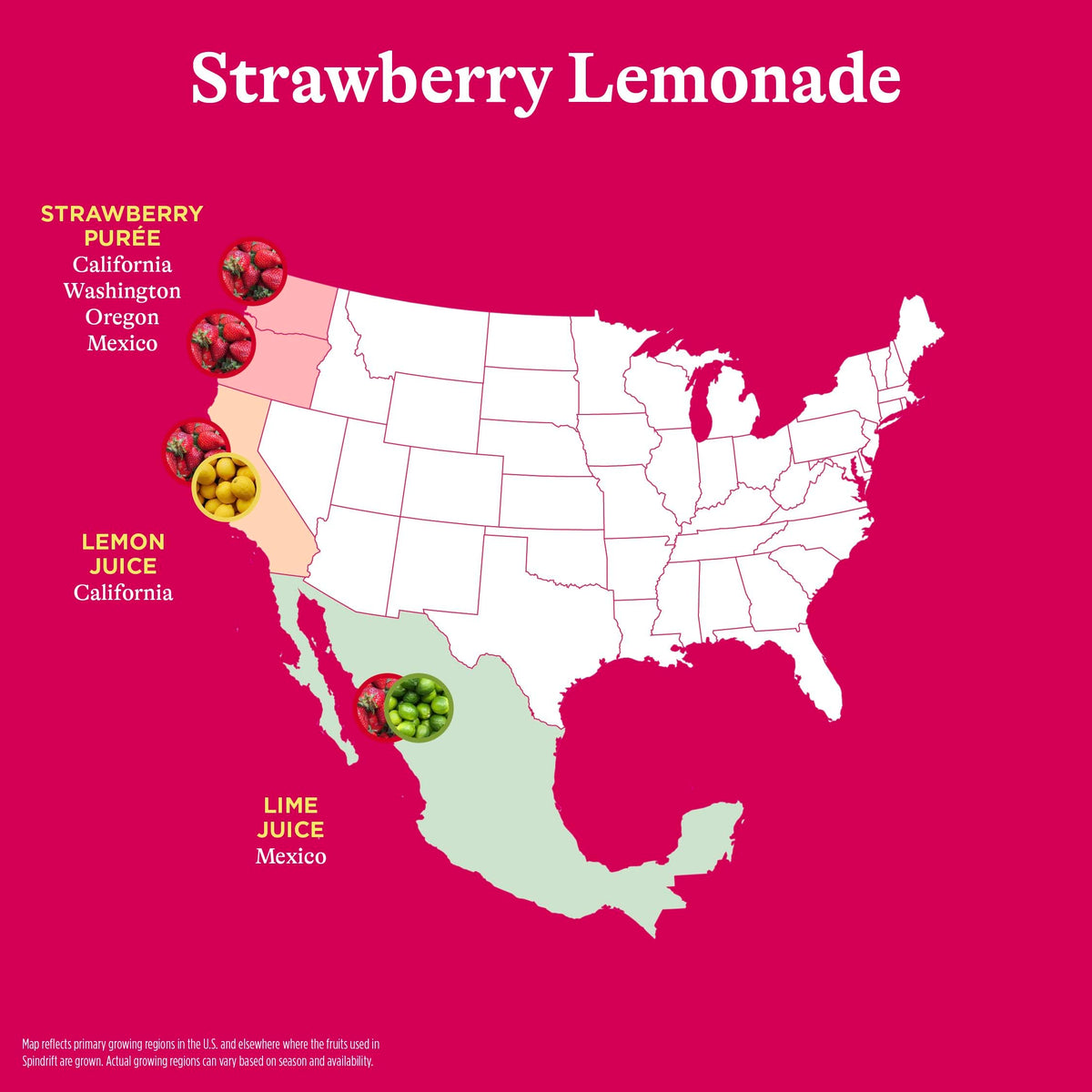 Spindrift Strawberry Lemonade can front view with real fruit imagery