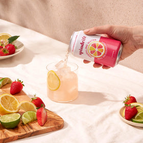 Spindrift Strawberry Lemonade label detail showing natural ingredients