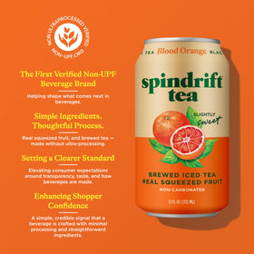 Spindrift Tea can side view emphasizes slim, portable design
