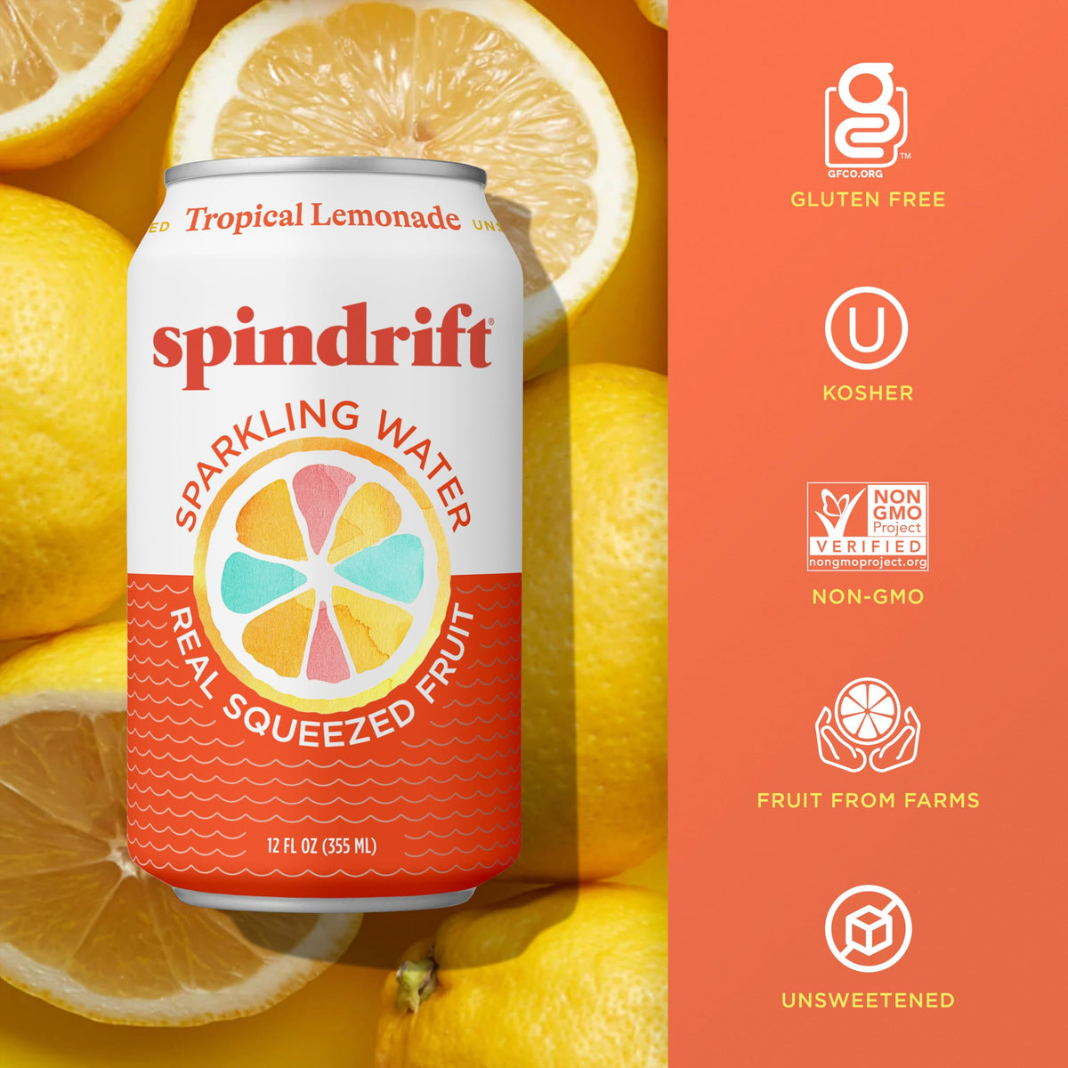 Spindrift Tropical Lemonade with calamansi, pineapple, and mango