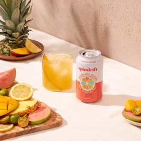 Spindrift Tropical Lemonade lightly carbonated with fuller mouthfeel