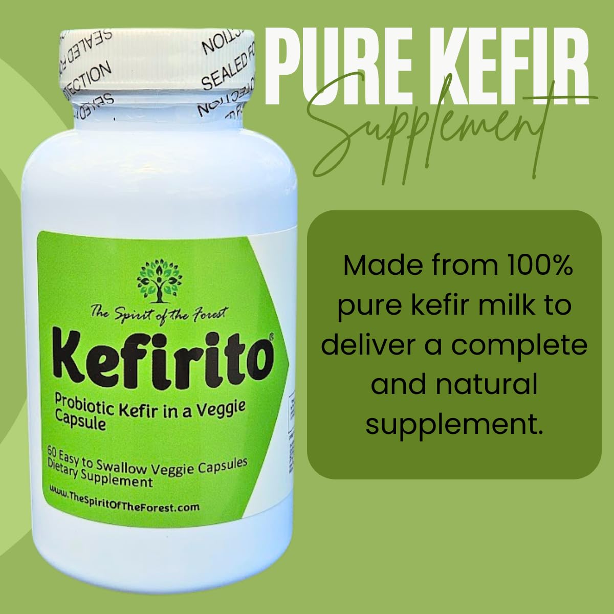 The Spirit Of The Forest Kefirito seven strains capsules for daily balance.