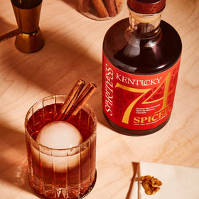 Spiritless Kentucky 74 Spiced Old Fashioned styling without alcohol.