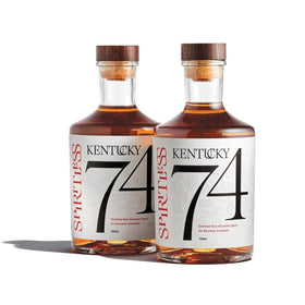 Spiritless Kentucky 74 bottle on bar for non-alcoholic cocktails