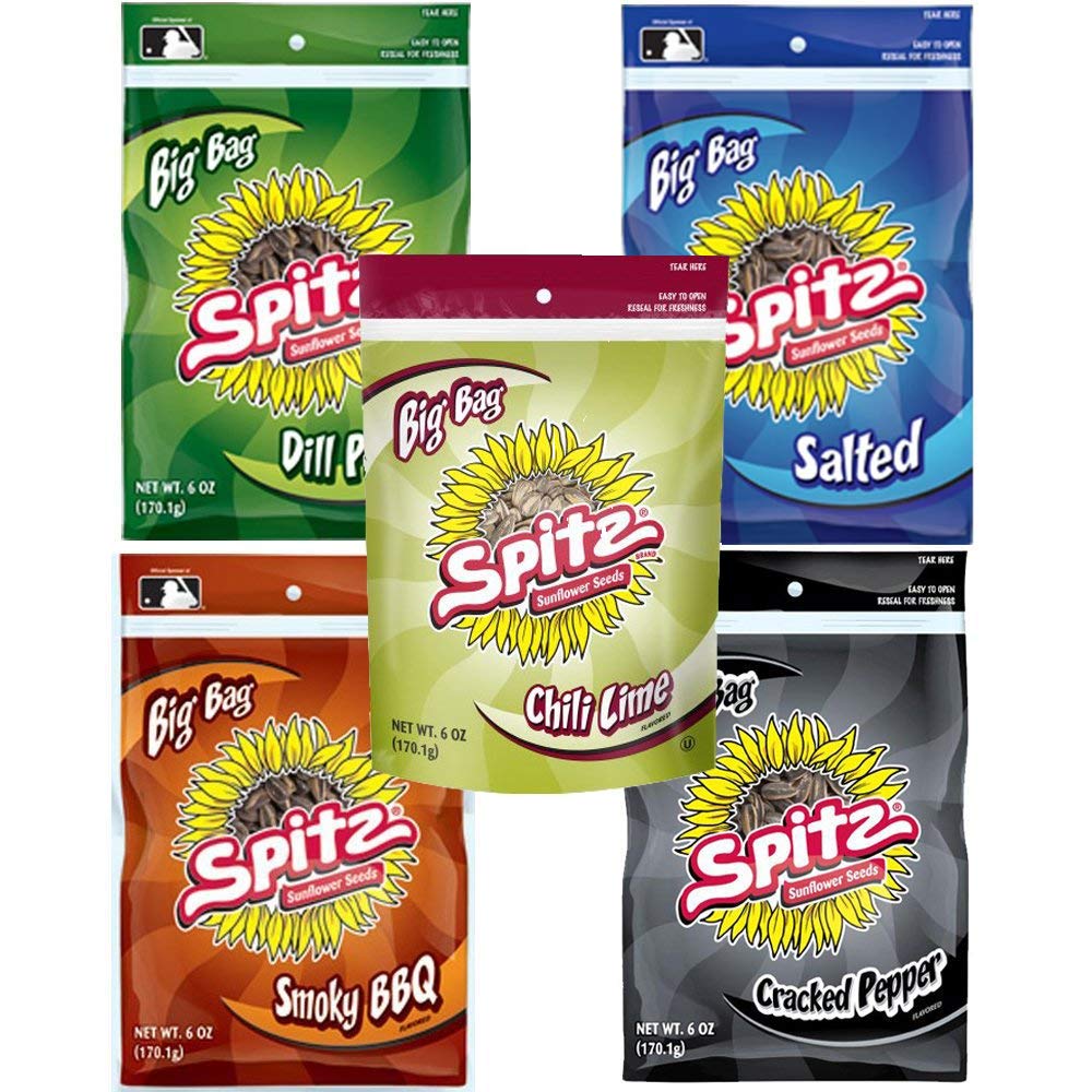 Spitz Salted Sunflower Seeds 6oz bag for quick savory snacking.