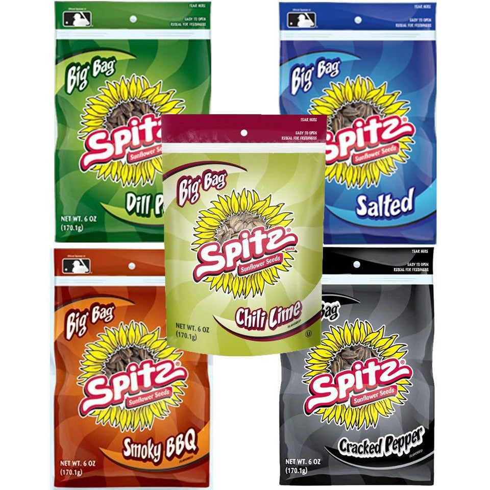 Spitz Salted Sunflower Seeds 6oz bag for quick savory snacking.