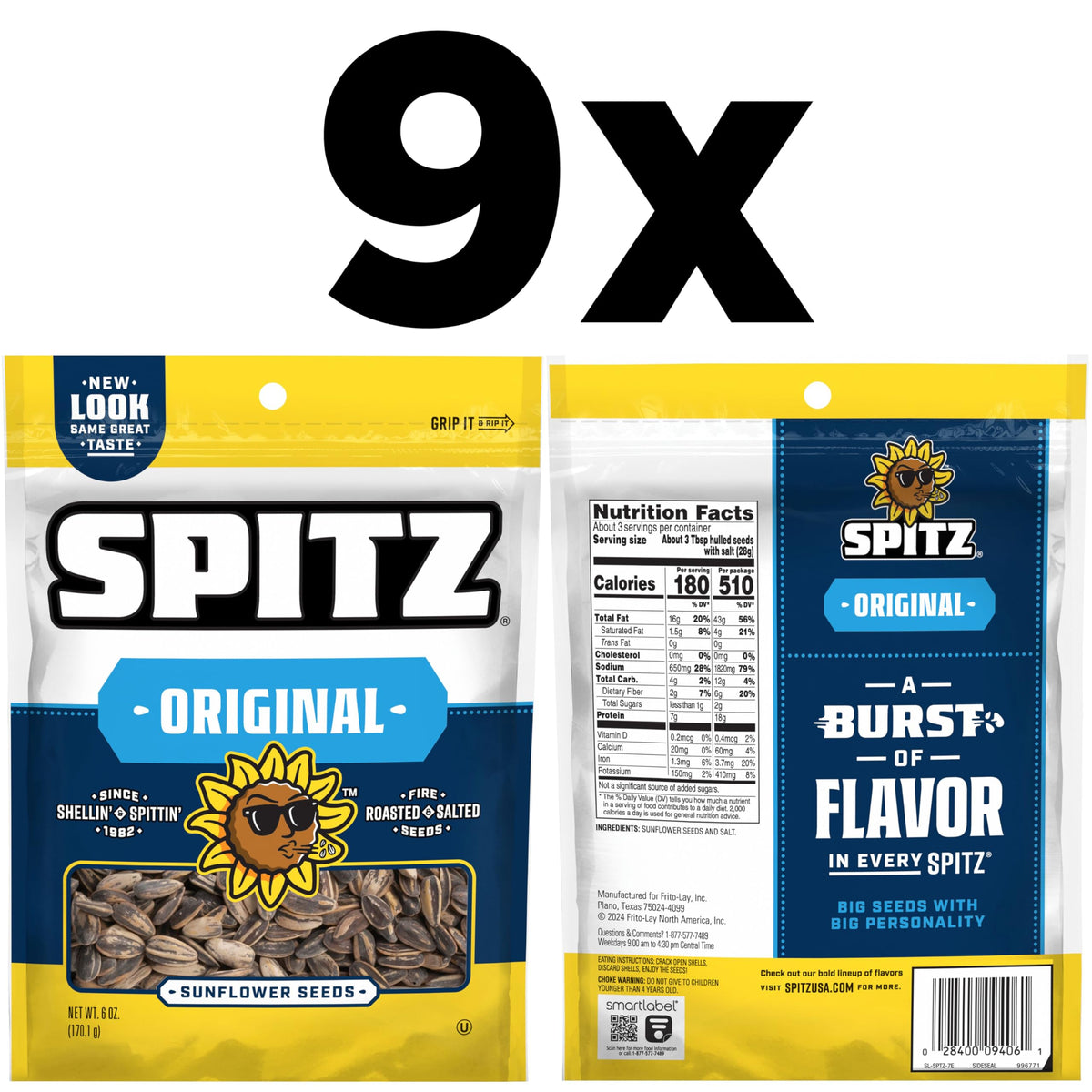 Spitz Sunflower Seeds Salted roasted close-up highlights crunchy texture.