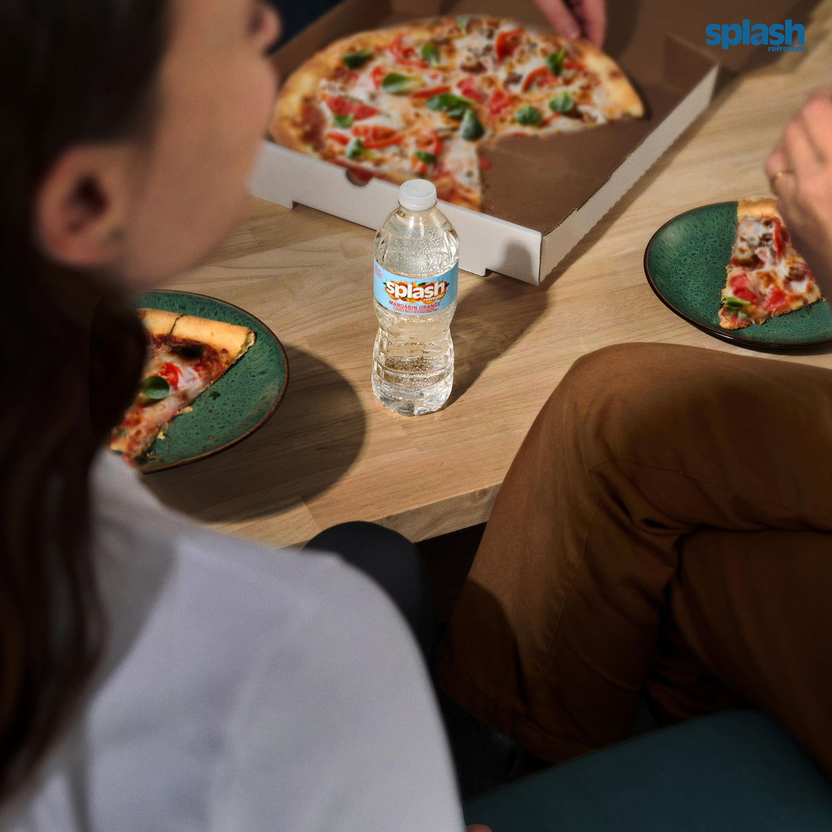 SPLASH REFRESHER Mandarin Orange label highlights zero calories and zero sugar