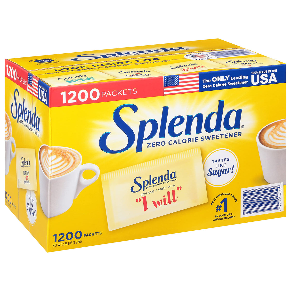 SPLENDA 1g packet size in hand illustrating portion control