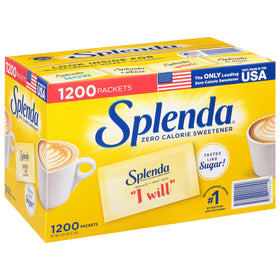 SPLENDA 1g packet size in hand illustrating portion control