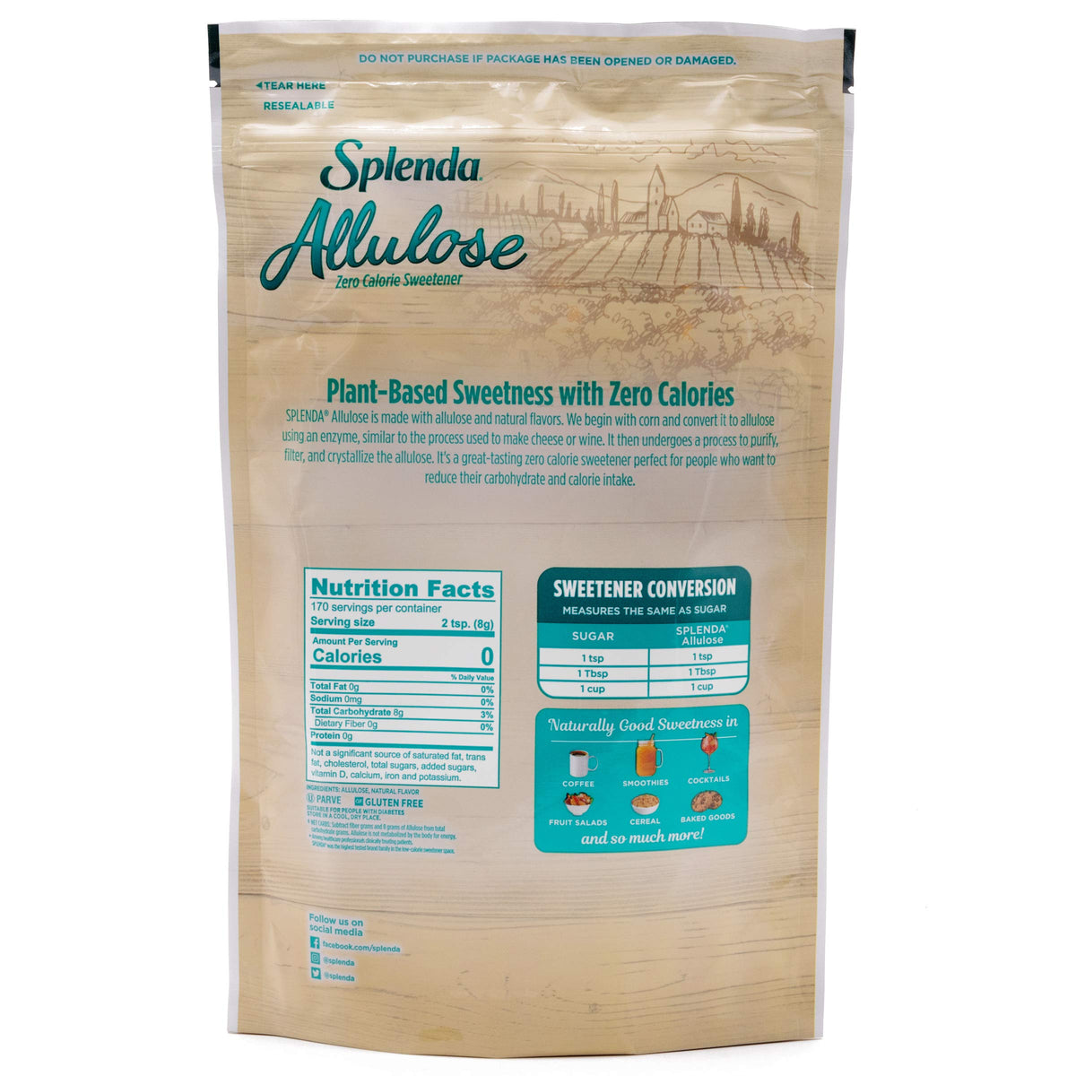 SPLENDA Allulose labeling emphasizes keto-friendly and zero net carbs.