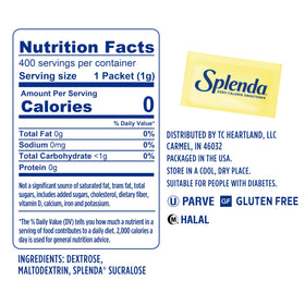 SPLENDA baking-friendly packets for sugar-free desserts and pastries