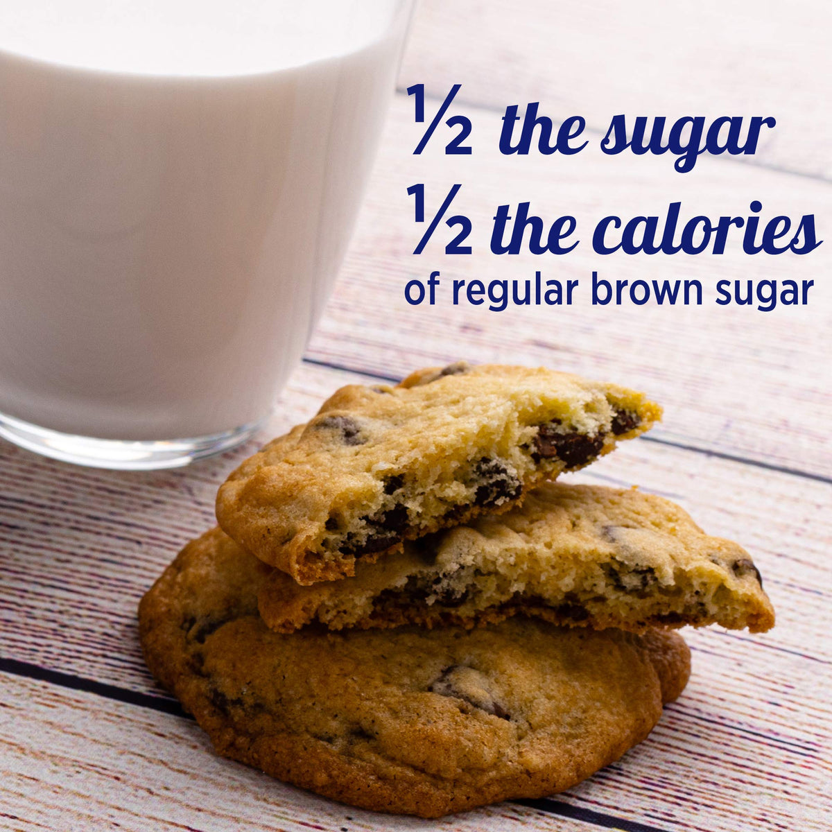 Product shot with recipe card showing lower calorie brownies