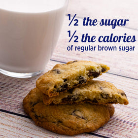Product shot with recipe card showing lower calorie brownies