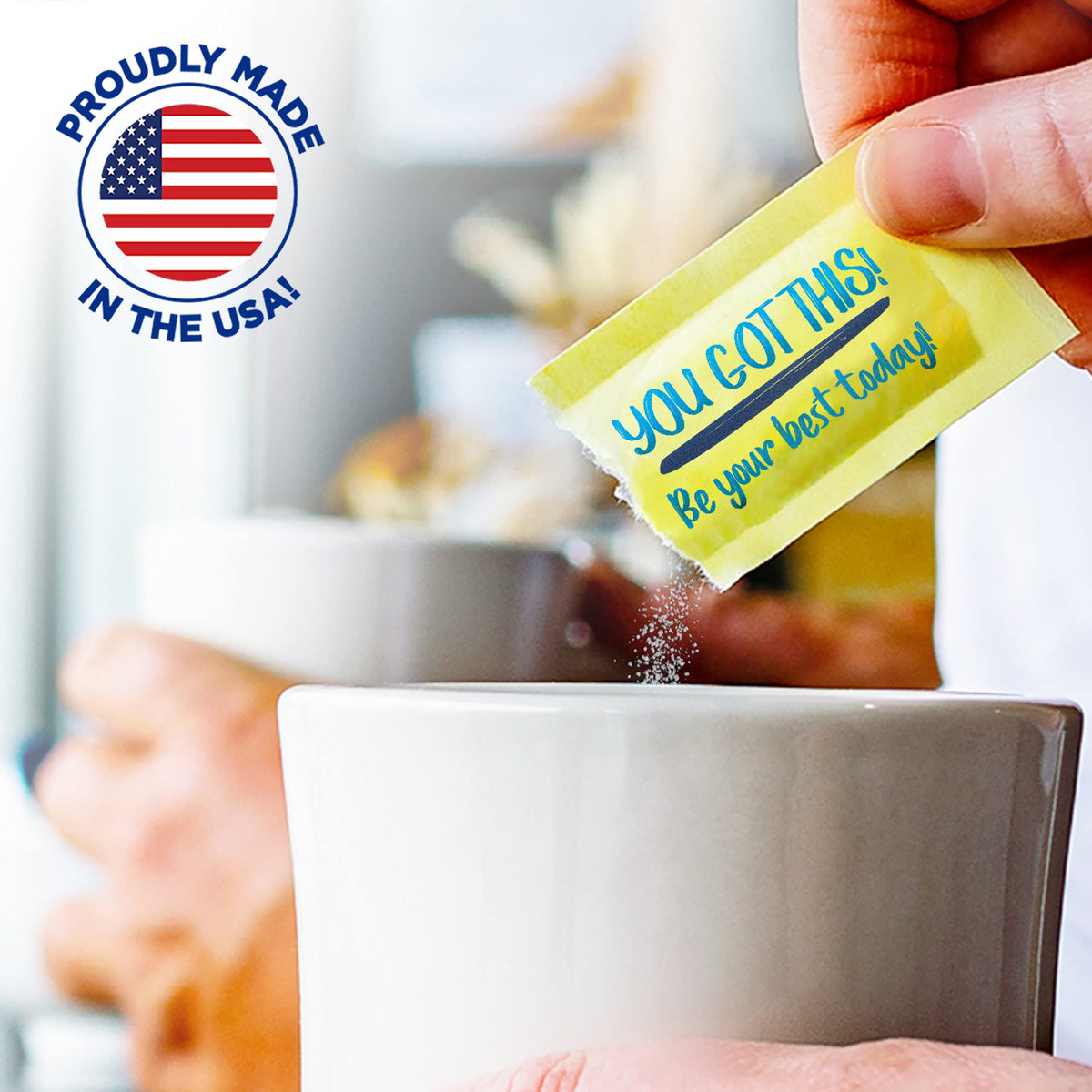 SPLENDA coffee cup with sugar-substitute packet ready-to-use