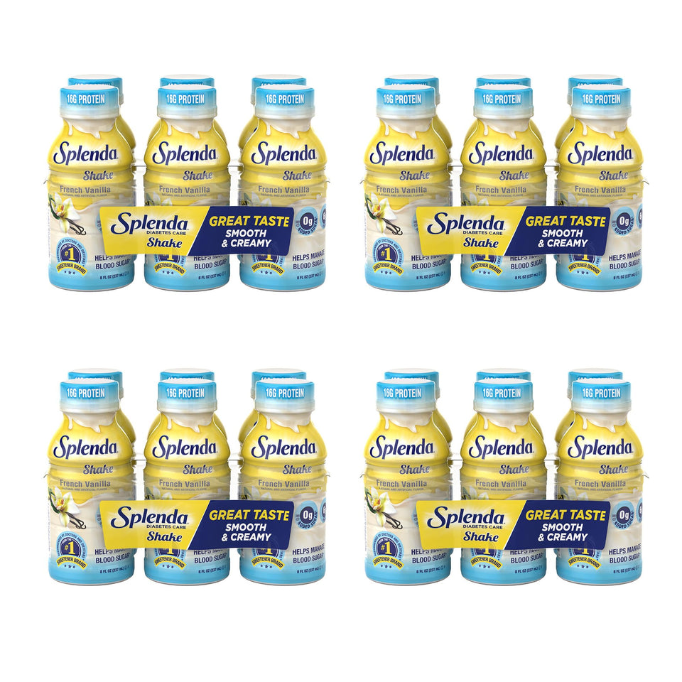 SPLENDA Diabetes Care Shakes French Vanilla bottle highlights protein-rich nutrition