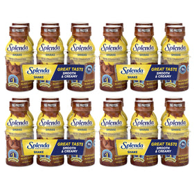 SPLENDA Diabetes Nutrition Shakes bottle of Milk Chocolate with creamy texture for meal replacement.