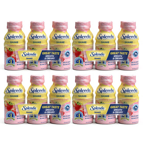 SPLENDA Diabetes Nutrition Shakes Strawberry Cream bottle promotes balanced nutrition for busy days.