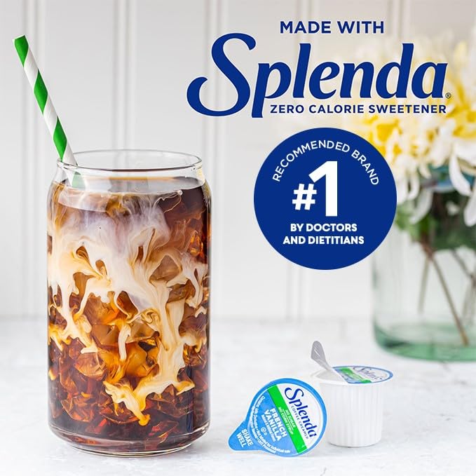 SPLENDA French Vanilla label emphasizes gluten-free and lactose-free options.