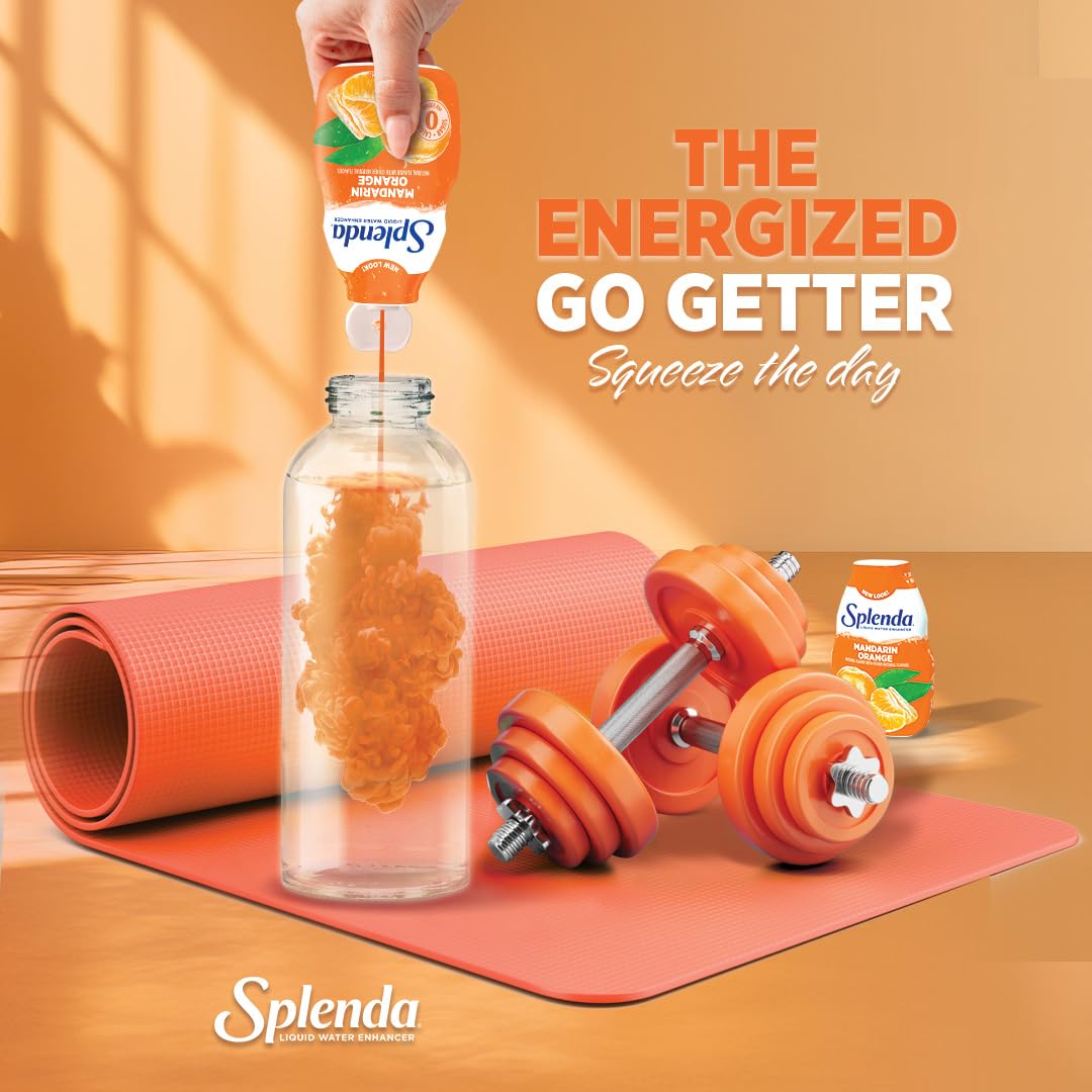 Leak-proof cap on SPLENDA liquid water enhancer portable bottle