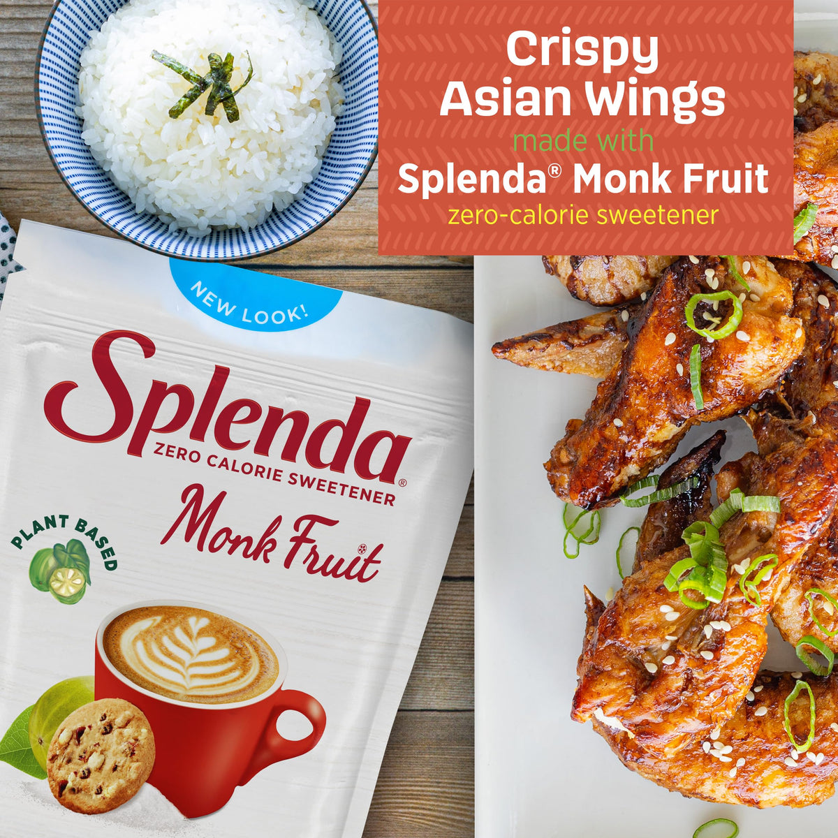 Natural monk fruit and erythritol ingredients in Splenda Monk Fruit.