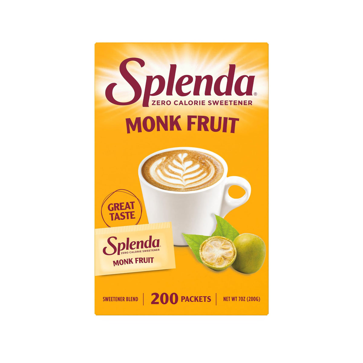 SPLENDA Monk Fruit label closeup shows keto-friendly sweetness