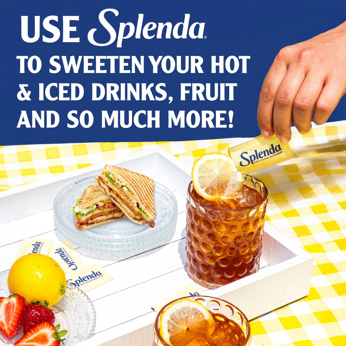 SPLENDA packets in coffee show convenient, low-calorie sweetness