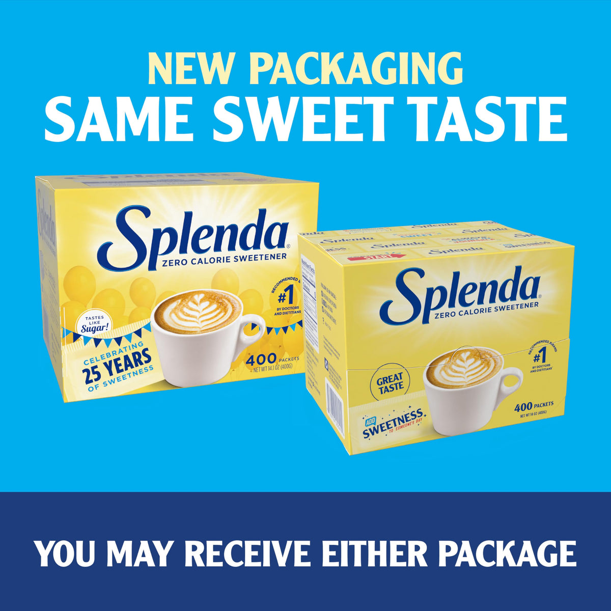 SPLENDA packets on a kitchen counter for quick sweetness