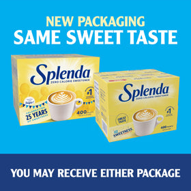 SPLENDA packets on a kitchen counter for quick sweetness